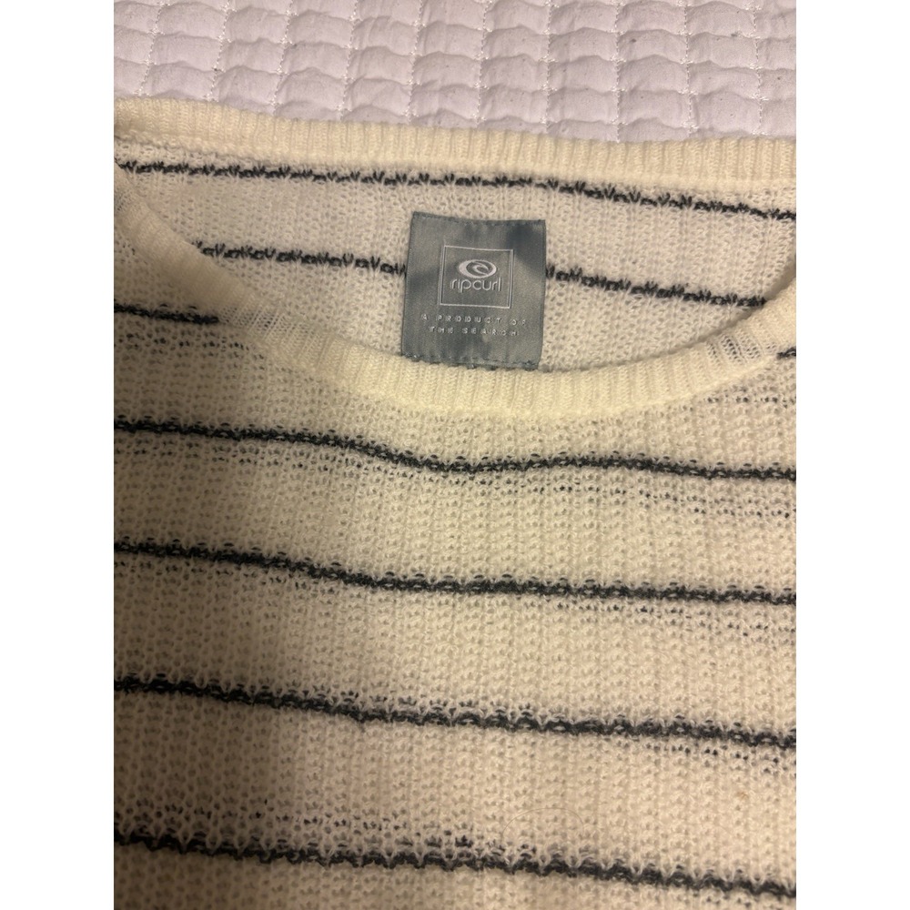 Rip Curl Long Sleeve Lightweight Dark Gray Striped Sweater, Oversized Crop, M - Picture 2 of 9